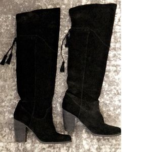 Above knee black suede boots